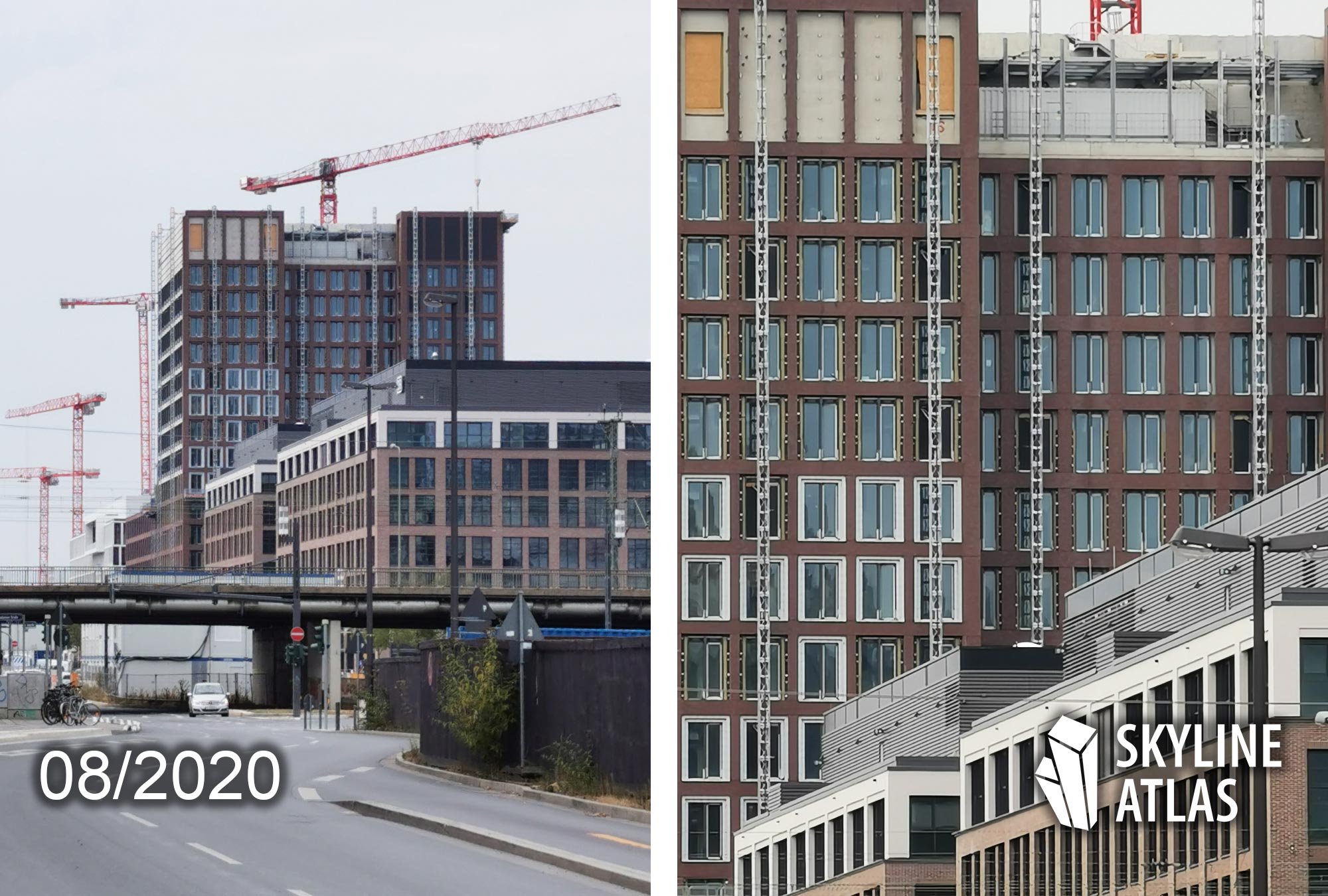 DB Tower - DB Brick - Deutsche Bahn AG Neubau Europaviertel - Baufortschritt Hochhaus - Hochhausbaustelle August 2020 - DB Frankfurt
