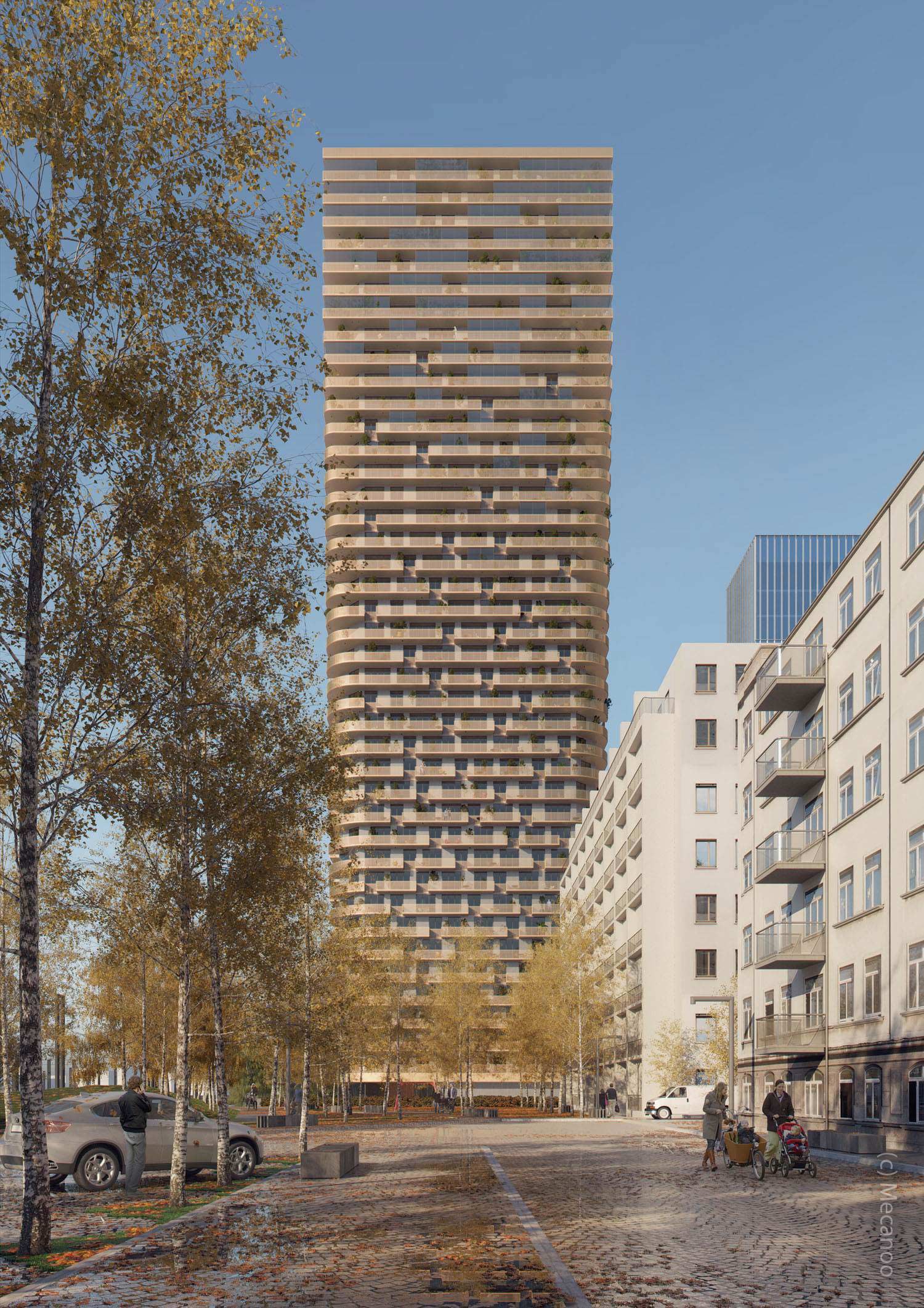 Geplanter Wohnturm in Frankfurt am Main im Projekt Grand Central von Groß und Partner sowie PHOENIX Real Estate Development