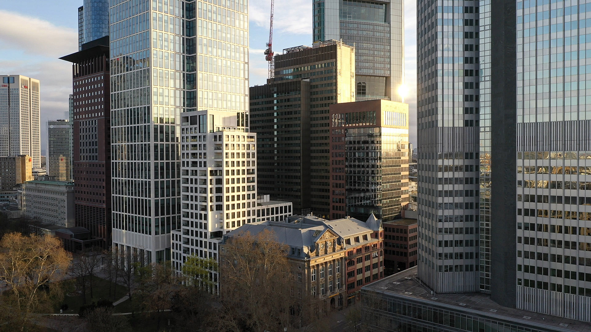 Hochhäuser Frankfurt am Main - CBD - Zentraler Businessdistrikt - Luftaufnahme