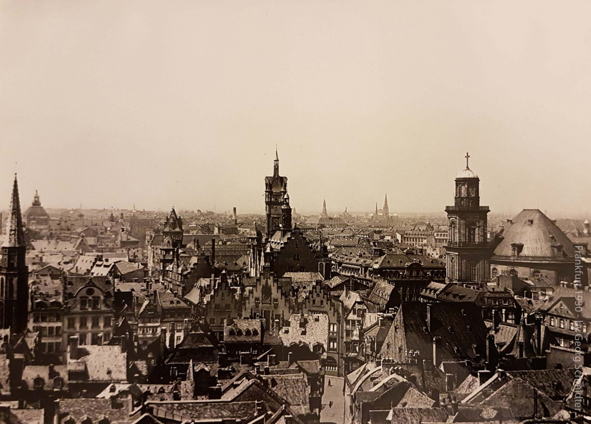 Tirage Citrate Vintage De La Cathédrale De Francfort (Allemagne) – Années 1900, Format 9x9 Cm, Collection Allemagne Ancienne