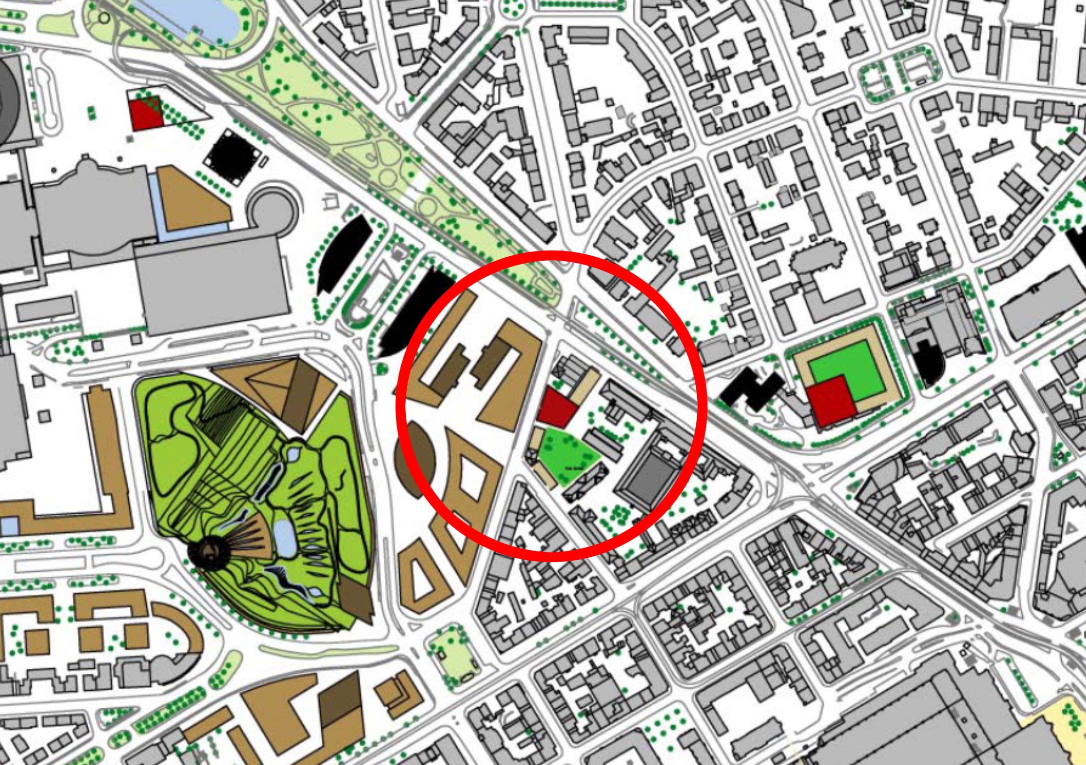 Hochhaus Matthäuskirche Frankfurt - neues Hochhaus Becken