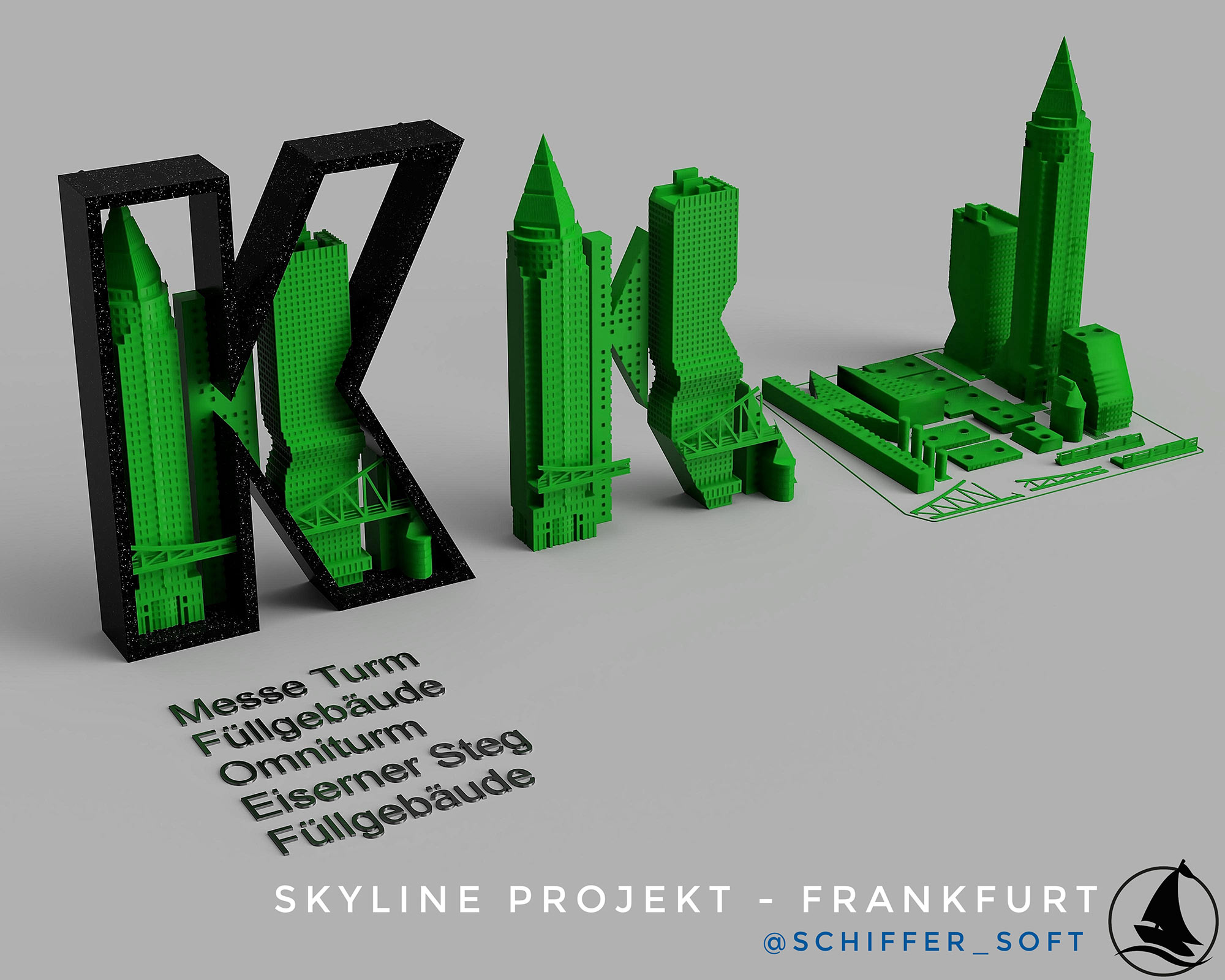 MesseTurm Frankfurt 3D Druck Vorlage - Skyline Frankfurt