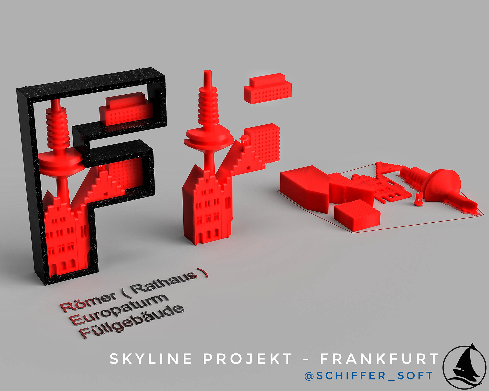 Stadt Frankfurt Modell 3D Druck