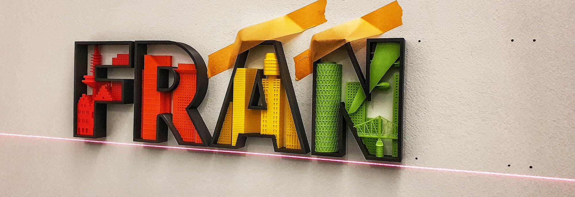 Wandmontage Schrift Frankfurt 3D