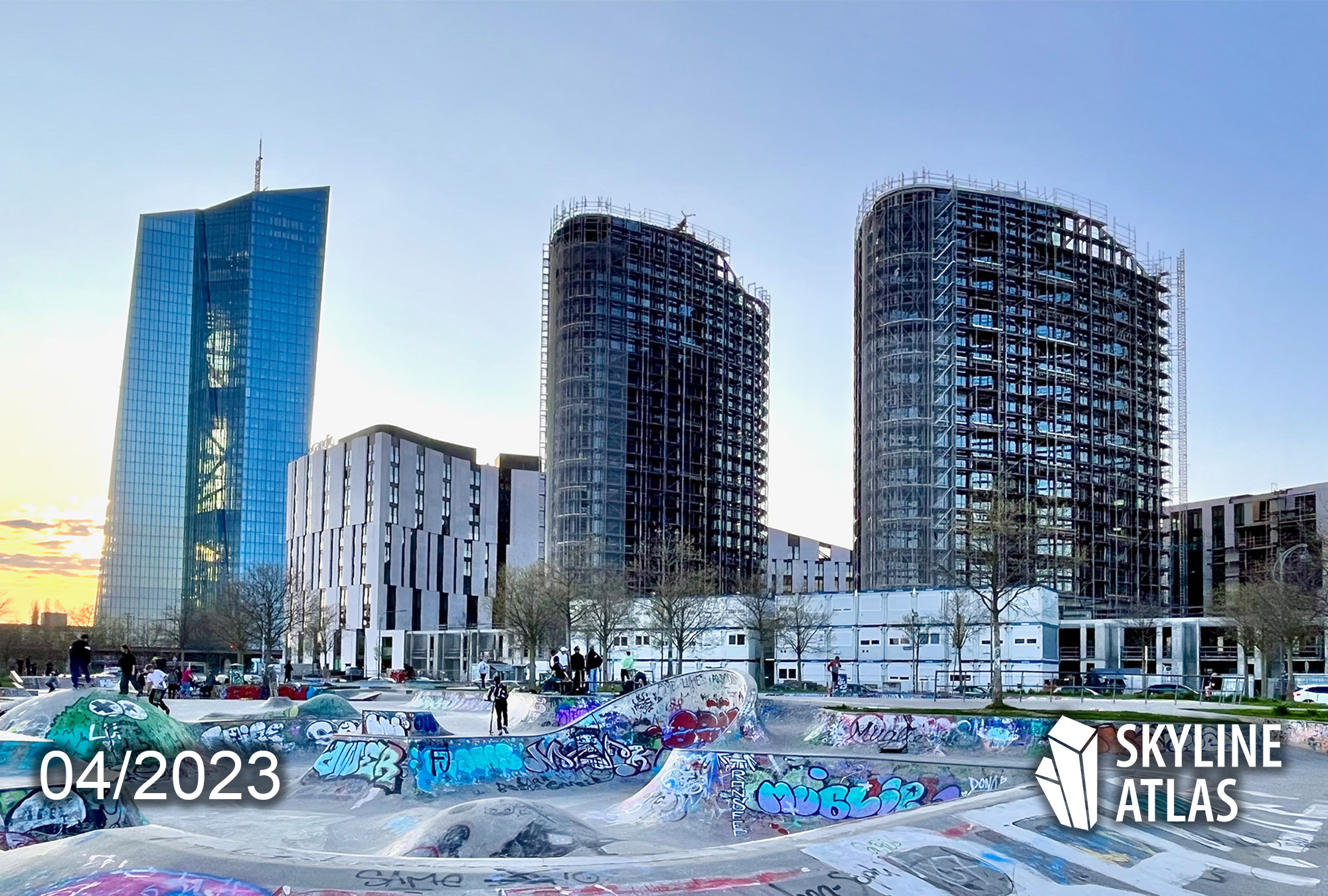 hafenpark-quartier-frankfurt-ostend-2023 hafenpark - quartier - frankfurt - ostend - status - 2023 - wohnhochhaus - hotel - büro