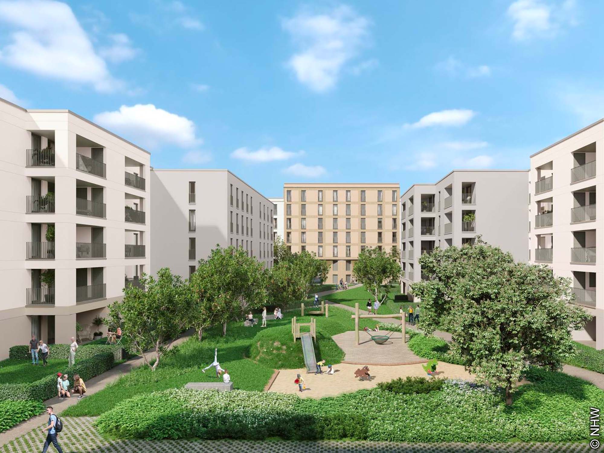 NHW - Visualisierung 2 NHW - Visualisierung des Schönhof-Viertel mit Spielplatz