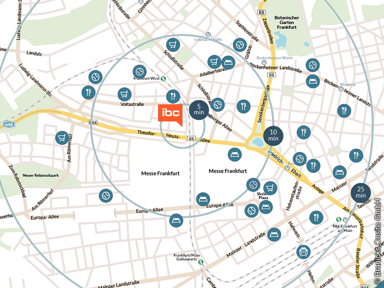 IBC Frankfurt - Branicks Onsite GmbH - Mikrolage - Karte - Bürokomplex