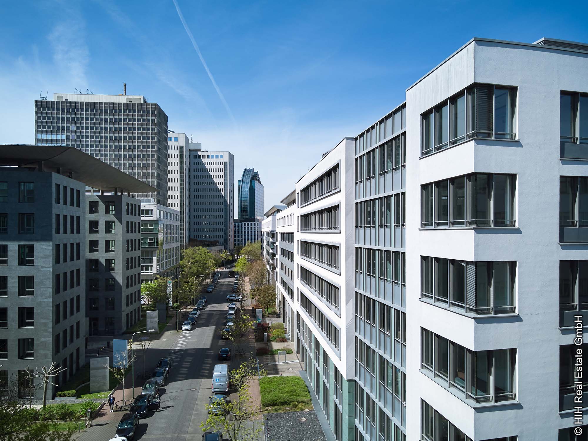 mywest Frankfurt - Fassade des Gebäudekomplexes mywest Frankfurt - Fassade - Hochhäuser - Franklinstraße 50 - HIH Real Estate GmbH - Fassade