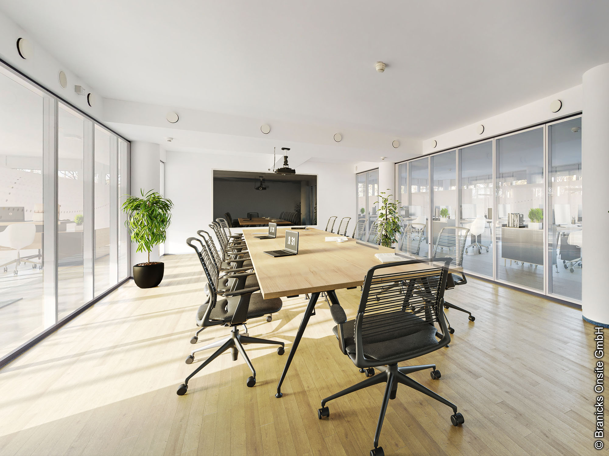 Konzept eines Konferenzraums in der Mergenthalerallee 15-21 - Branicks Meeting- und Büroräume - Frankfurt - Eschborn - Mergenthaleralle 15-21 - Modernes Equipment - Konferenzzimmer