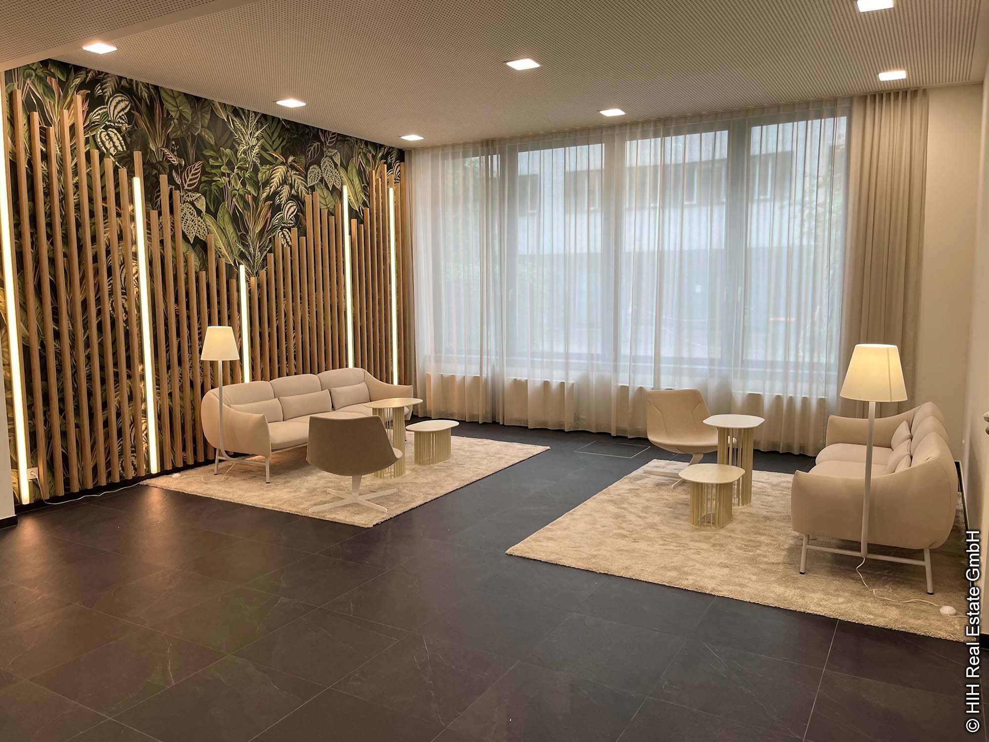 Visualisierung des Empfangsbereich für Gäste im MyWest in Frankfurt - HIH MyWest - Lobby - Empfang - Visualisierung - HIH