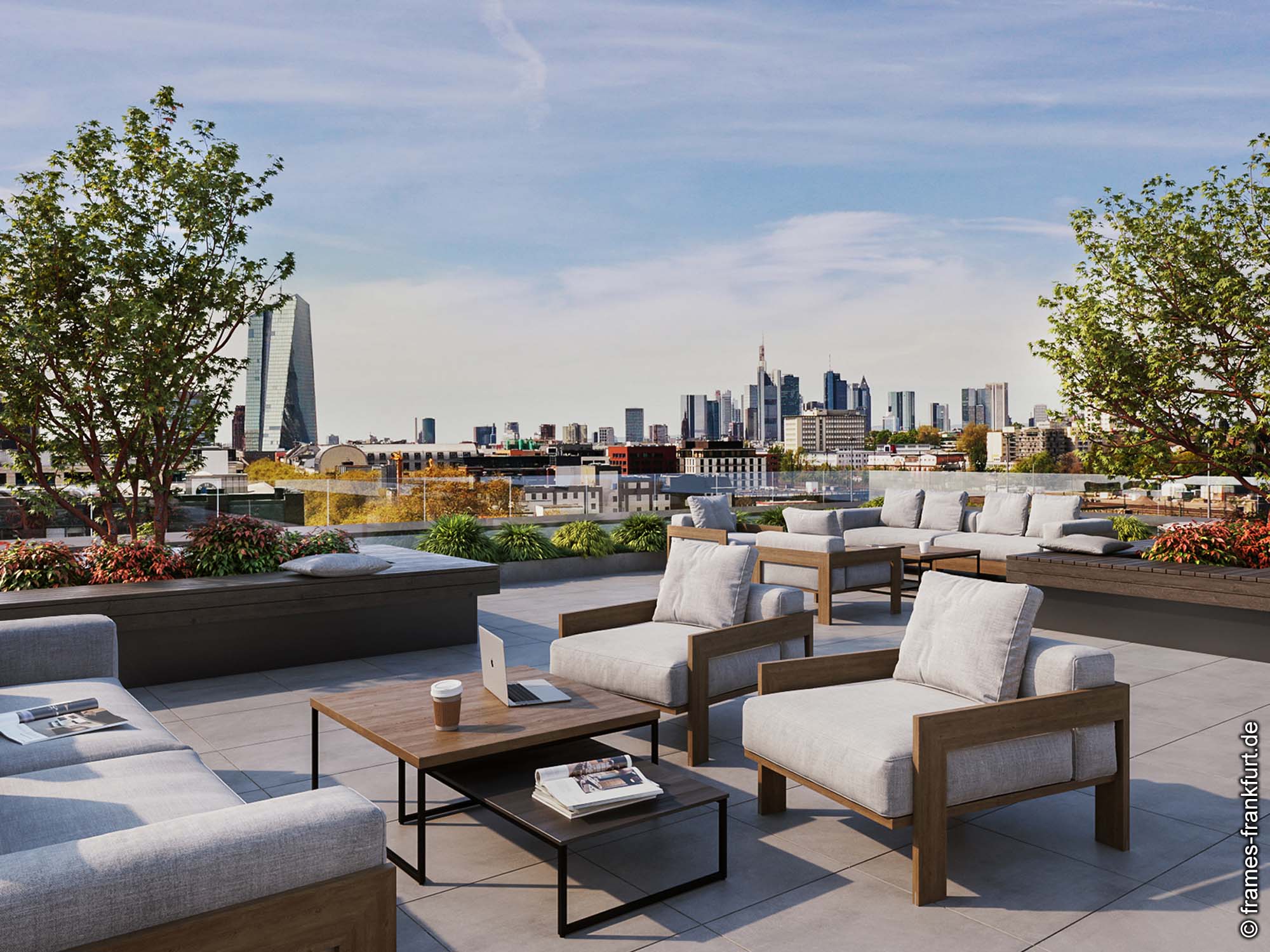 Moderne Büroräume - Entspannte Arbeitsatmosphäre - Dachterrasse - Frankfurt am Main - Ostend - Konzept - FRAMES