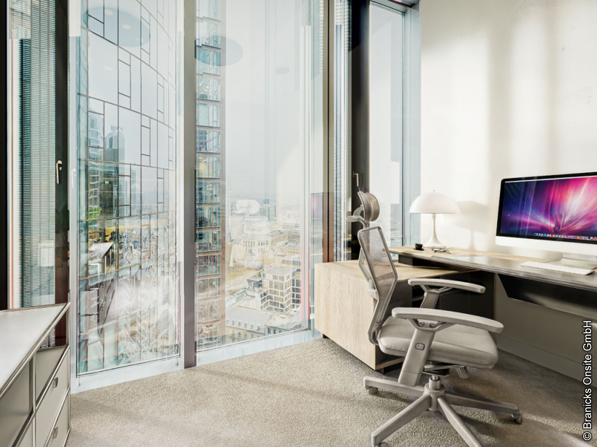 Garden Tower - Konzept eines modernes Einzelbüros - Branicks Branicks - Meeting- und Büroräume - Frankfurt - Garden Tower - Modernes Equipment - Entspannte Arbeitsatmosphäre - Arbeit mit Ausblick